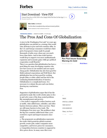 The Pros And Cons Of Globalization - Oglethorpe University