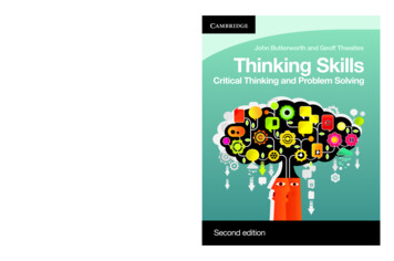 Thinking Skills: Critical Thinking And Problem Solving - FOP 86