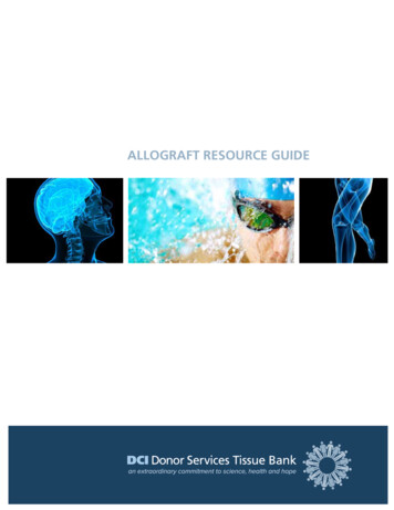 ALLOGRAFT RESOURCE GUIDE - DCIDS Tissue Bank