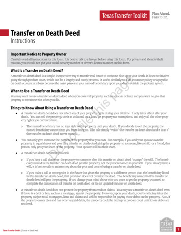 Transfer On Death Deed Instructions - Texas Law Help