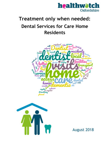 Dental Services For Care Home Residents - Healthwatch Oxfordshire