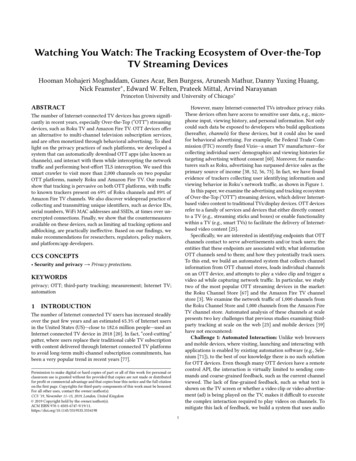 Watching You Watch: The Tracking Ecosystem Of Over-the-Top TV Streaming .