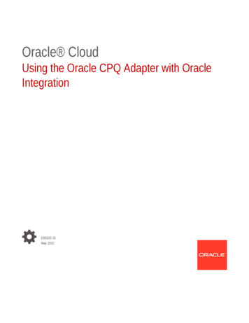 Using The Oracle CPQ Adapter With Oracle Integration