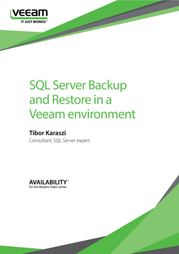 SQL Server Backup And Restore In A Veeam Environment
