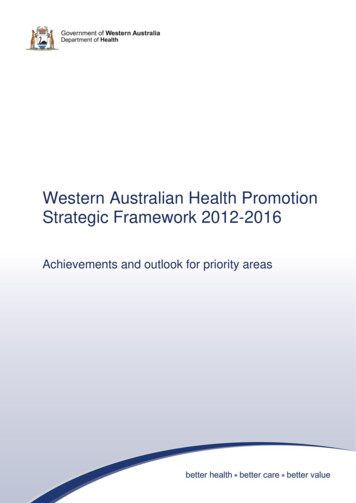 Western Australian Health Promotion Strategic Framework 2012-2016