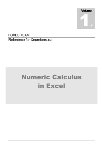Numeric Calculus In Excel - Uniwersytet Ekonomiczny W Poznaniu