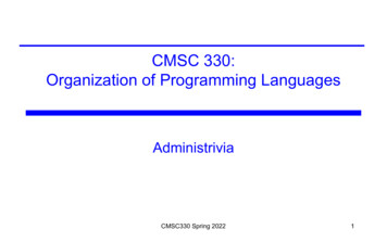 CMSC 330: Organization Of Programming Languages - UMD