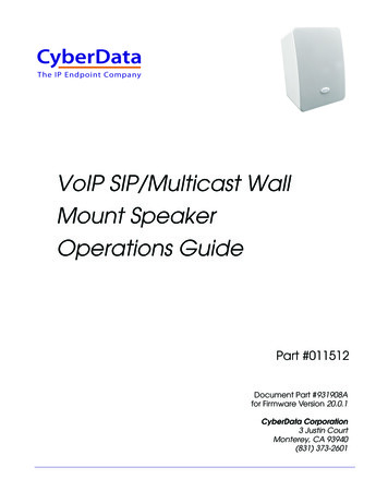 011512 931908A VoIP SIP-Multicast Wall Mount Speaker Operations Guide