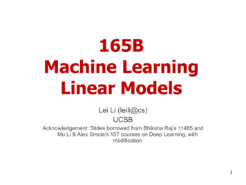 165B Machine Learning Linear Models - UC Santa Barbara