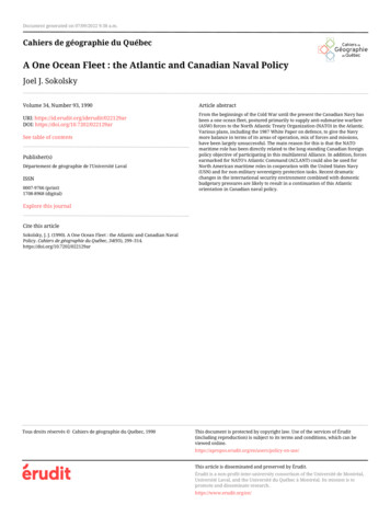 A One Ocean Fleet : The Atlantic And Canadian Naval Policy
