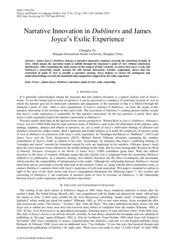 Narrative Innovation In Dubliners And James Joyce's Exilic Experience