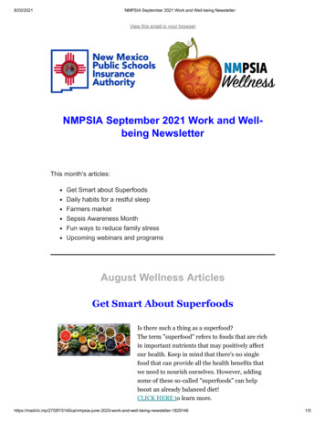 Being Newsletter NMPSIA September 2021 Work And Well-