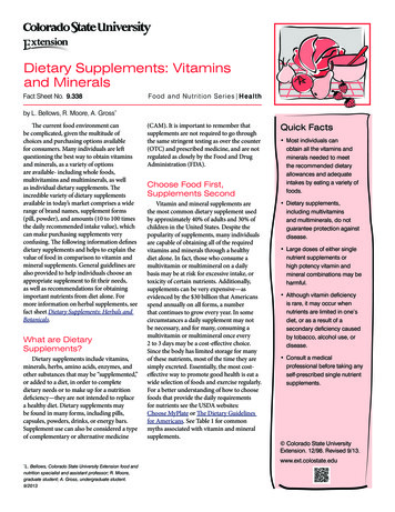 Dietary Supplements: Vitamins And Minerals - Extension