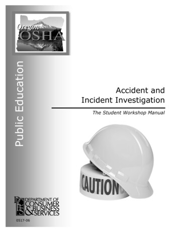 Workshop Workbook, Accident And Incident Investigation - Oregon