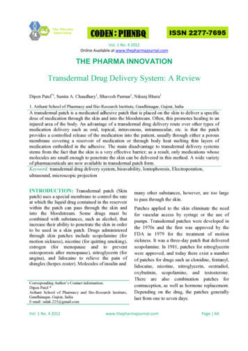 Transdermal Drug Delivery System: A Review