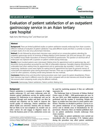 RESEARCH ARTICLE Open Access Evaluation Of Patient Satisfaction Of An .