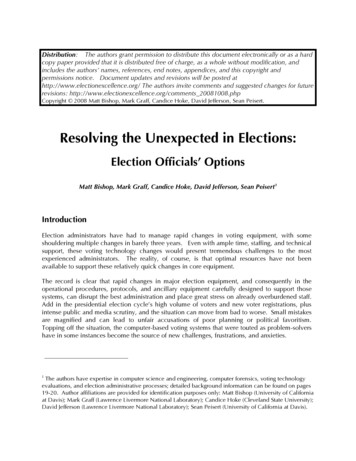 Resolving The Unexpected In Elections - UC Davis