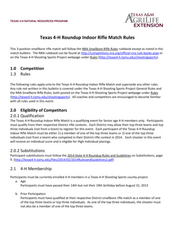 2014 Texas 4-H Roundup Indoor Rifle Match Rules