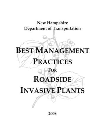 NHDOT Best Management Practices For Roadside Invasive Plants
