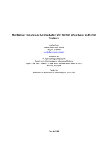 The Basics Of Immunology: An Introductory Unit For High School Junior .
