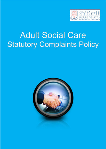 Adult Social Care Statutory Complaints Policy - Resident
