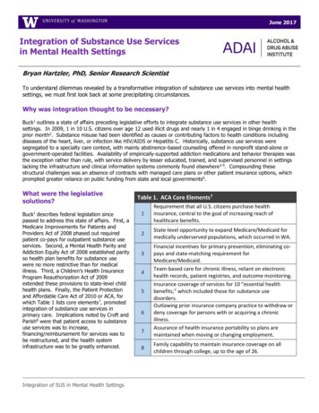 Integration Of Substance Use Services In Mental Health Settings
