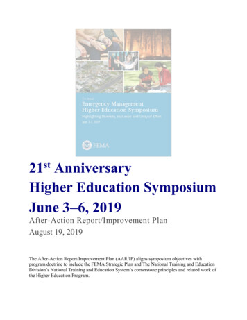 Anniversary Higher Education Symposium June 3 6, 2019