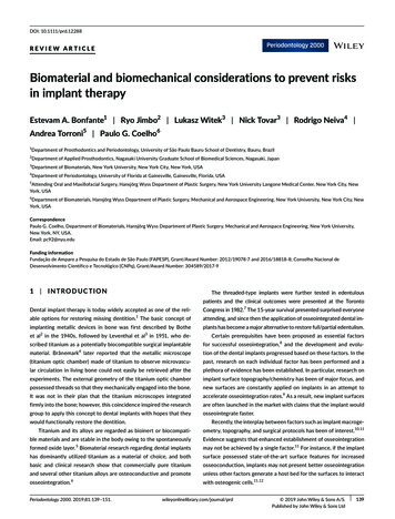 Biomaterial And Biomechanical Considerations To Prevent Risks In .