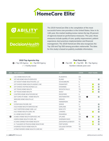 The 2019 HomeCare Elite Is The Compilation Of The . - ABILITY Network