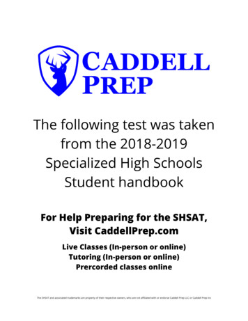 The Following Test Was Taken From The 2018-2019 Specialized High .