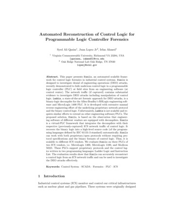 Automated Reconstruction Of Control Logic For Programmable Logic .