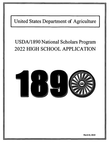 2022 1890 Scholars High School Application - USDA