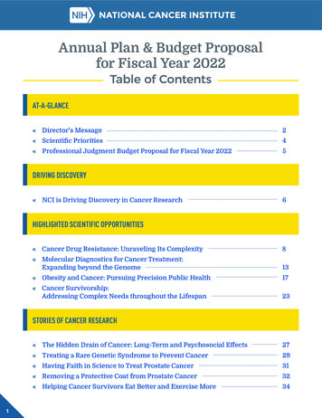 Annual Plan & Budget Proposal For Fiscal Year 2022