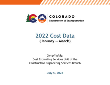 2022 Cost Data - Colorado Department Of Transportation