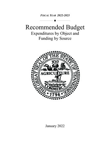 Fiscal Year 2022-2023 Budget Document, Expenditures By . - Tennessee
