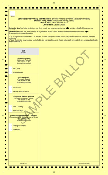 SAMPLE BALLOT - Bastrop County, TX Elections