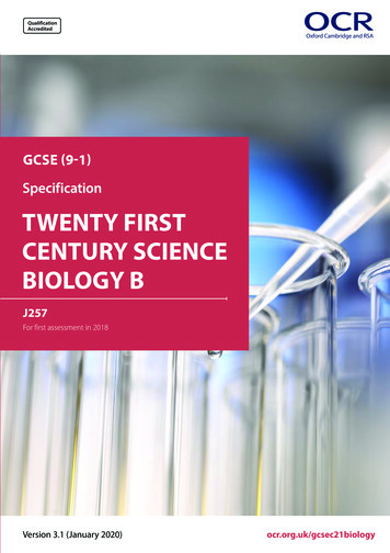 OCR GCSE (9-1) Twenty First Century Science Biology B J257 Specification
