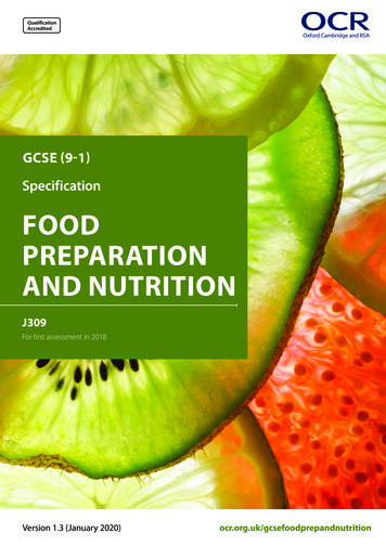 Specification FOOD PREPARATION AND NUTRITION - OCR
