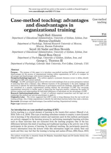 Case-method Teaching: Advantages And Disadvantages In Organizational .