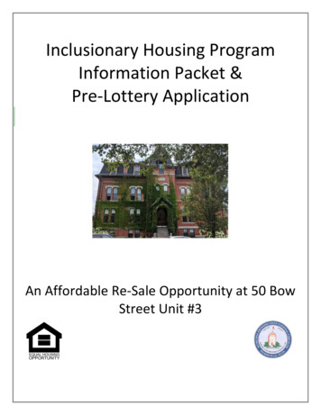 Inclusionary Housing Program Information Packet & Pre-Lottery Application