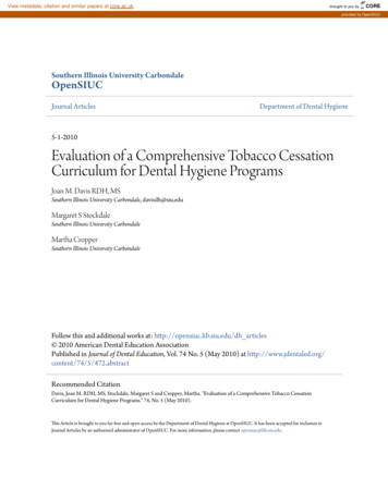 Evaluation Of A Comprehensive Tobacco Cessation Curriculum For Dental .