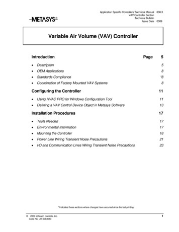 Variable Air Volume (VAV) Controller Technical Bulletin
