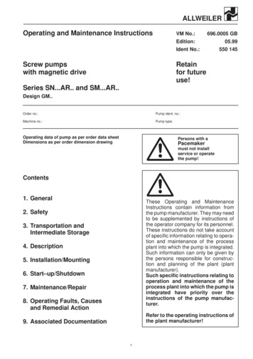 ALLWEILER Operating And Maintenance Instructions