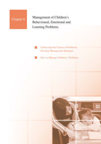 Chapter 6 Management Of Children's Behavioural, Emotional And Learning .