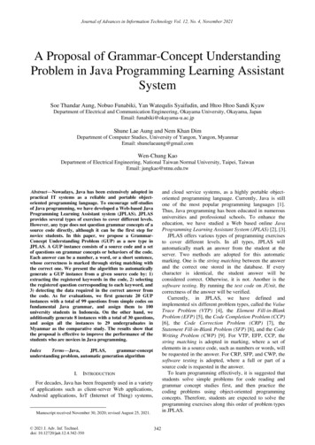 A Proposal Of Grammar-Concept Understanding Problem In Java Programming .