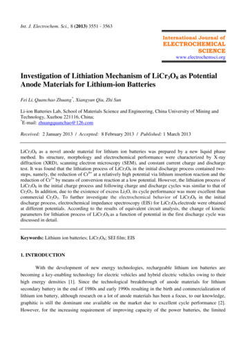 Investigation Of Lithiation Mechanism Of LiCr O As Potential Anode .
