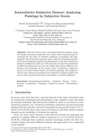 JenAesthetics Subjective Dataset: Analyzing Paintings By . - Springer