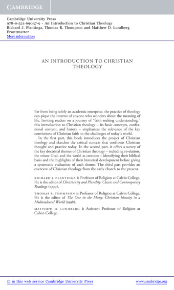 An Introduction To Christian Theology