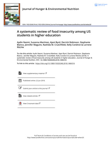 A Systematic Review Of Food Insecurity Among US Students In Higher .