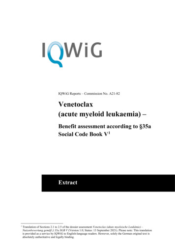 IQWiG Reports - Commission No. A21-82 Venetoclax (acute Myeloid .